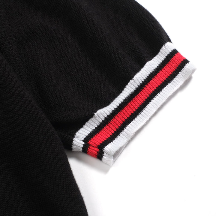 Black | Retro Pocket V-Neck Knitted T-Shirt