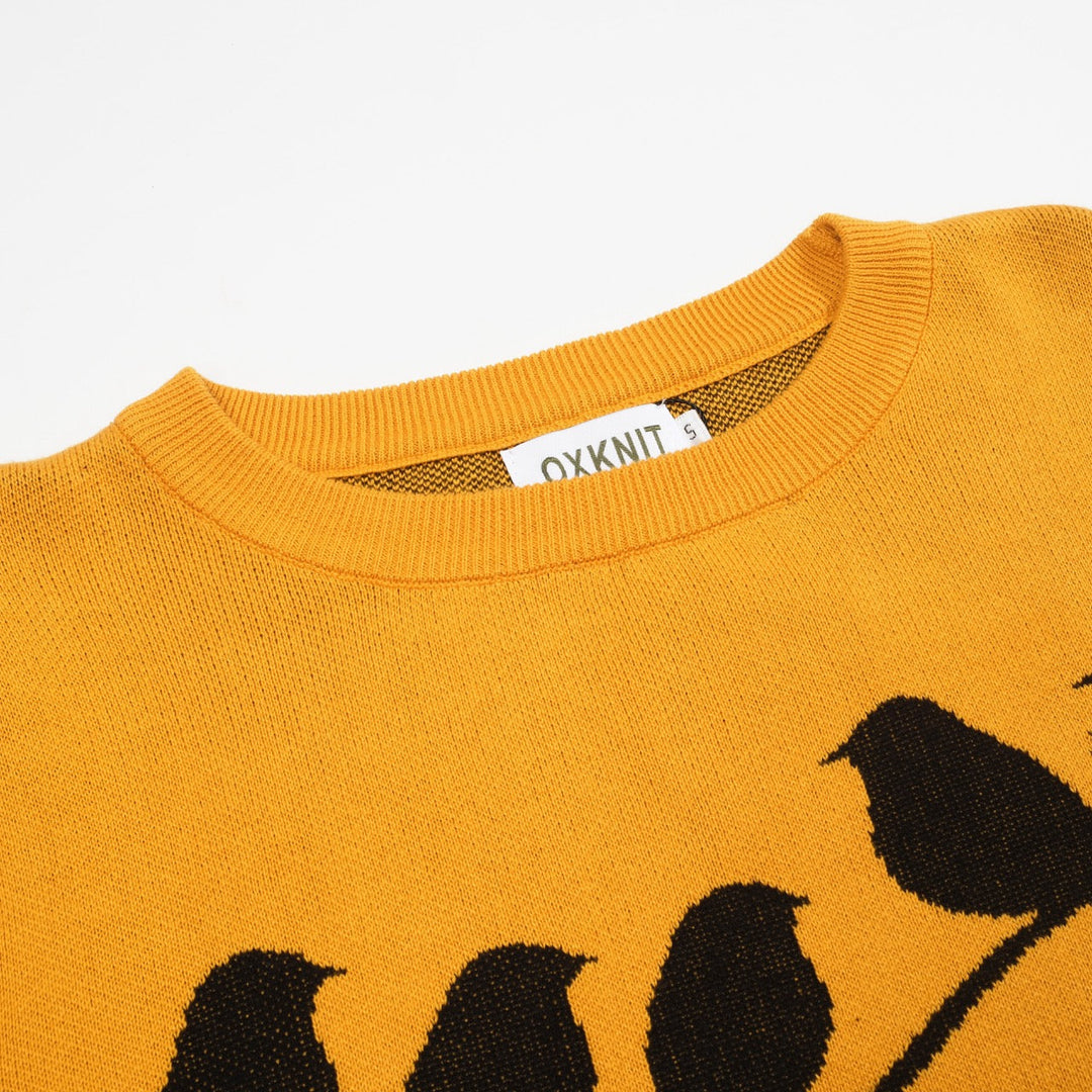Yellow | Retro Bird Jacquard Knitwear