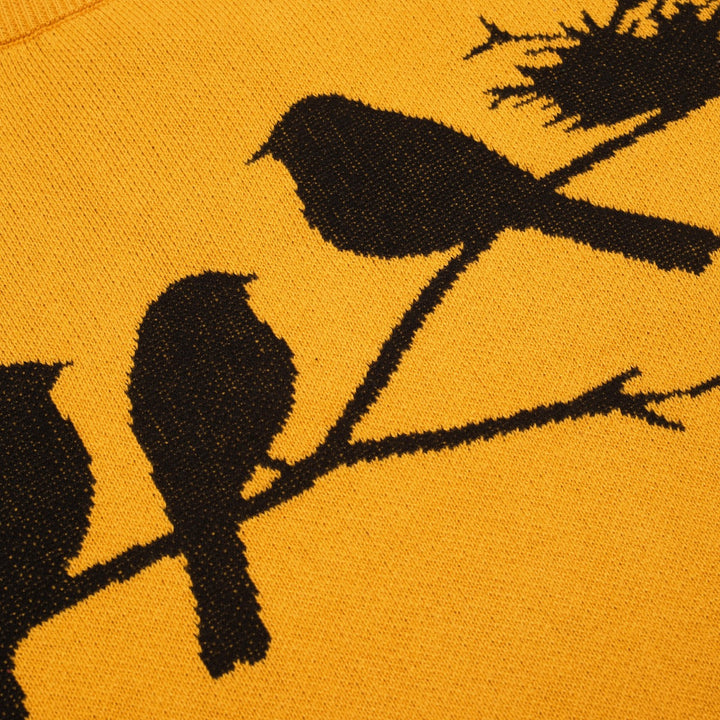 Yellow | Retro Bird Jacquard Knitwear