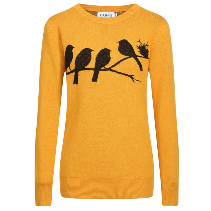 Yellow | Retro Bird Jacquard Knitwear