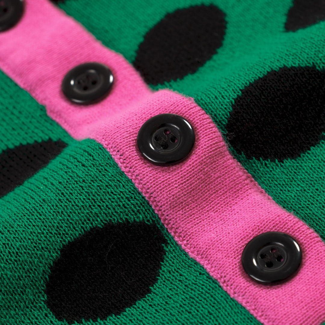 Green | Vintage Polka Dot Jacquard Polo Knit T-shirt