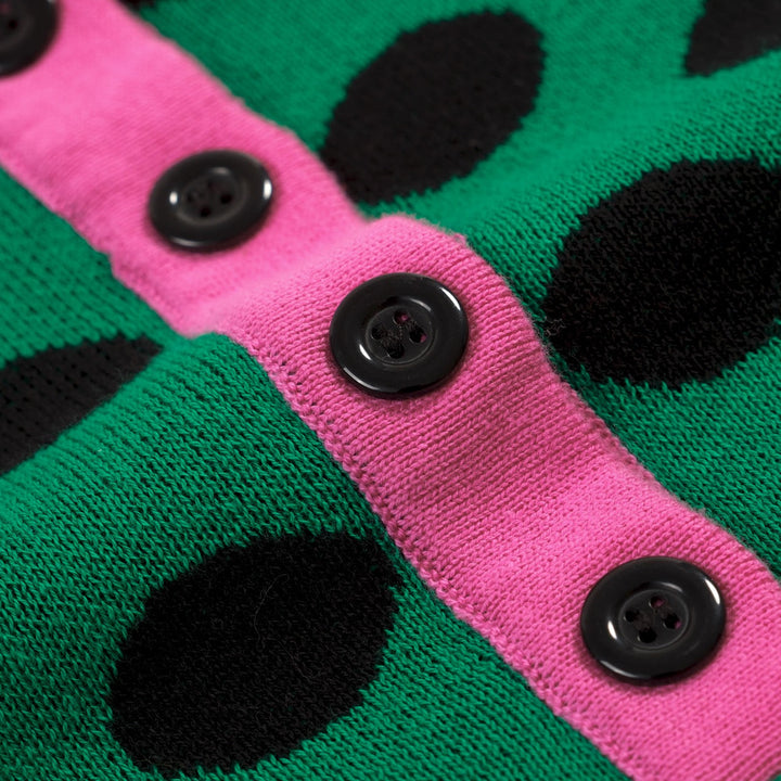 Green | Vintage Polka Dot Jacquard Polo Knit T-shirt