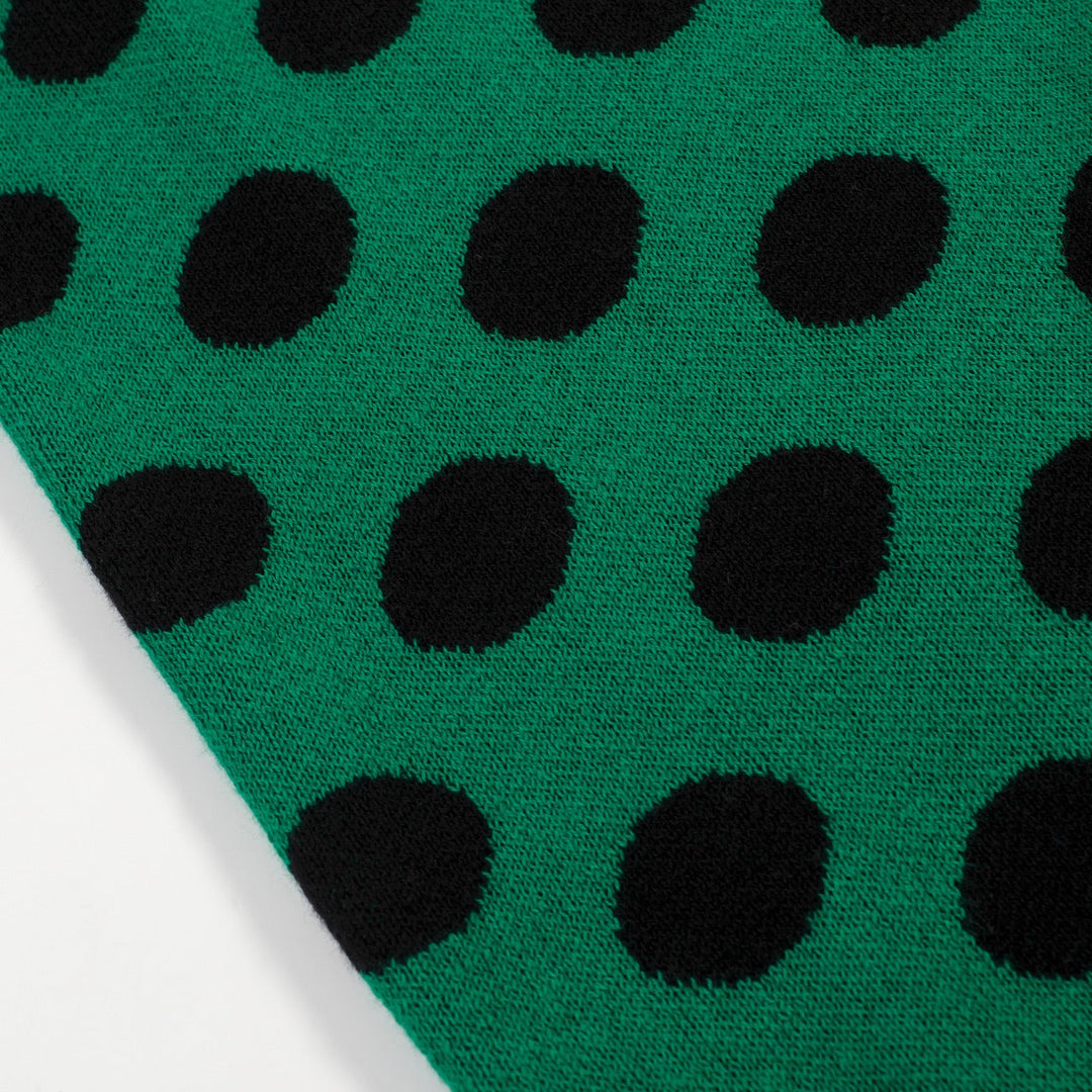Green | Vintage Polka Dot Jacquard Polo Knit T-shirt