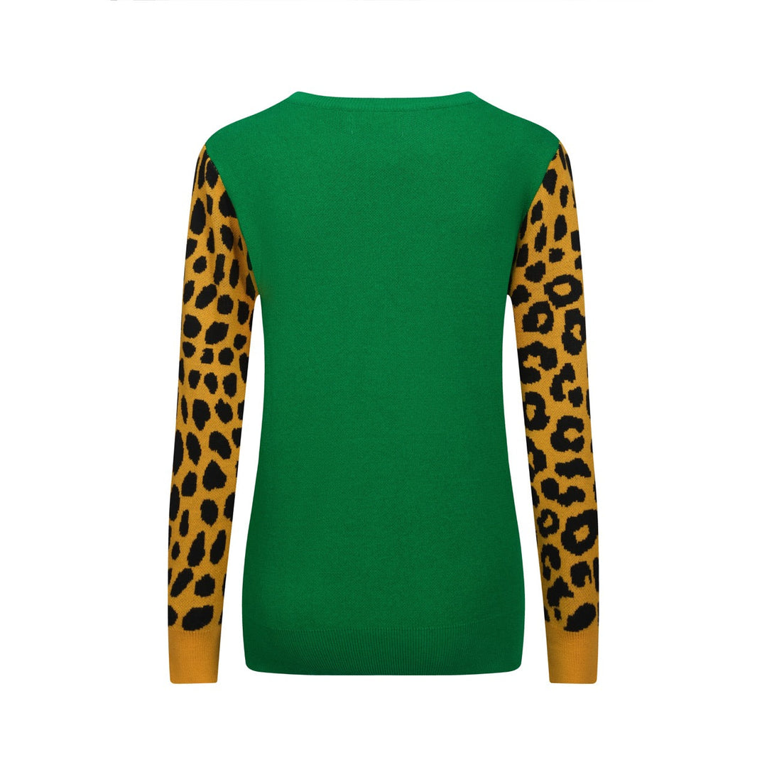 Green | cheetah jacquard vintage knitwear