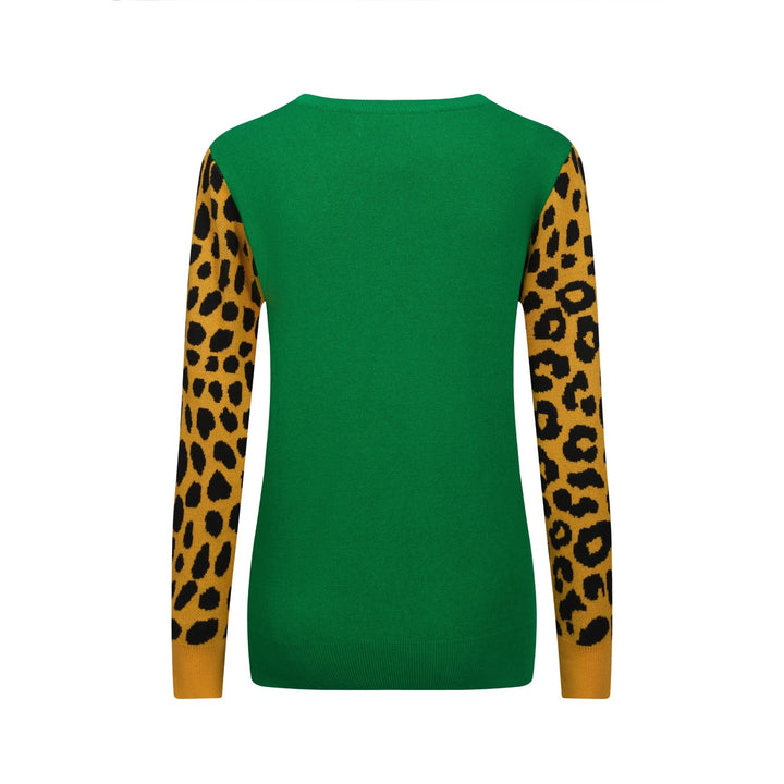 Green | cheetah jacquard vintage knitwear