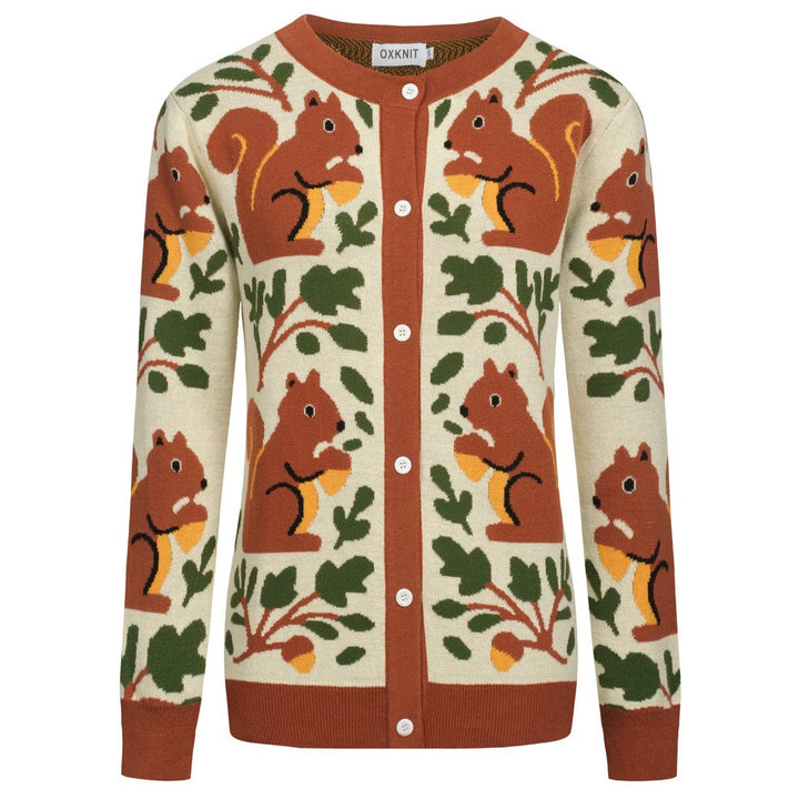 Brown | vintage squirrel check knitted cardigan