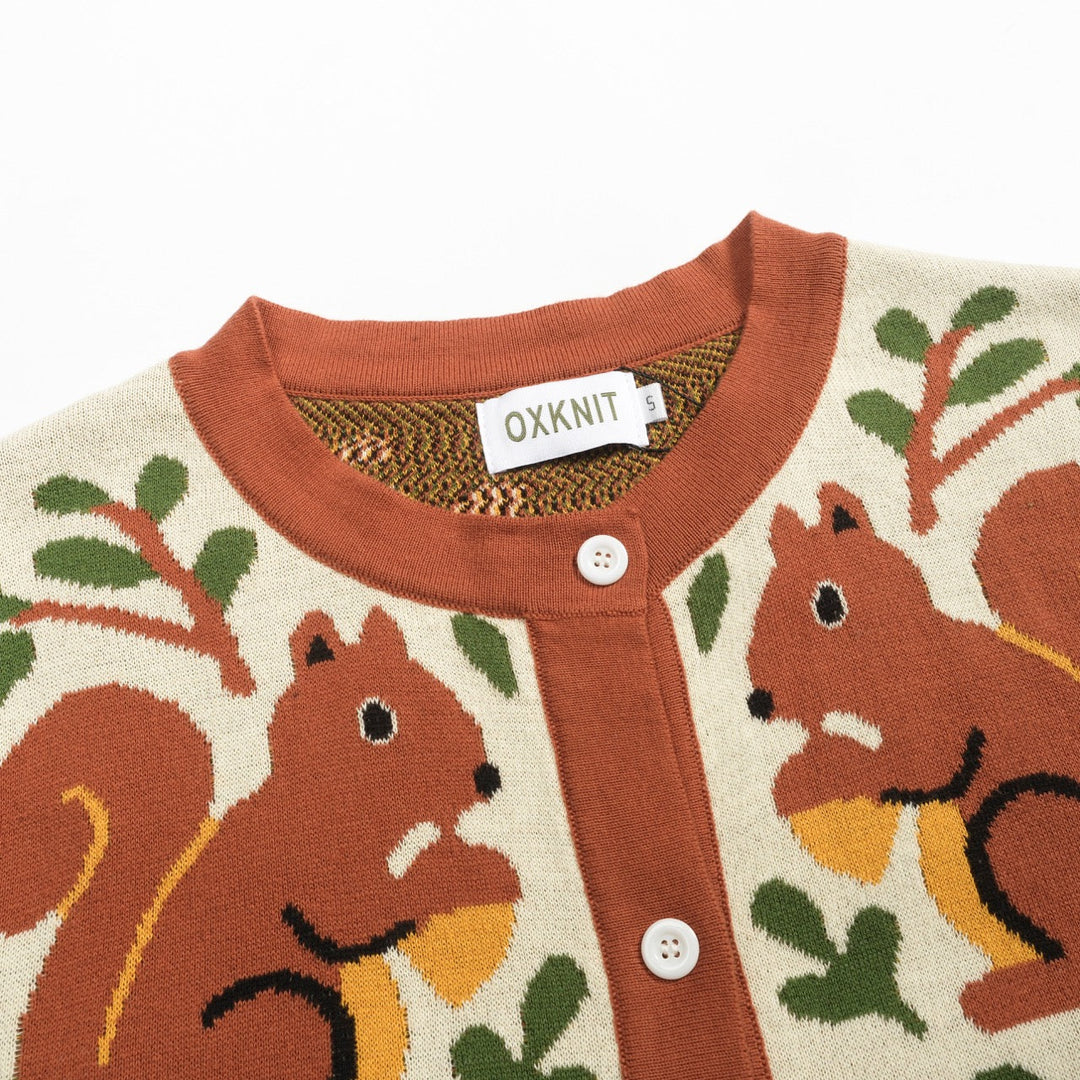 Brown | vintage squirrel check knitted cardigan