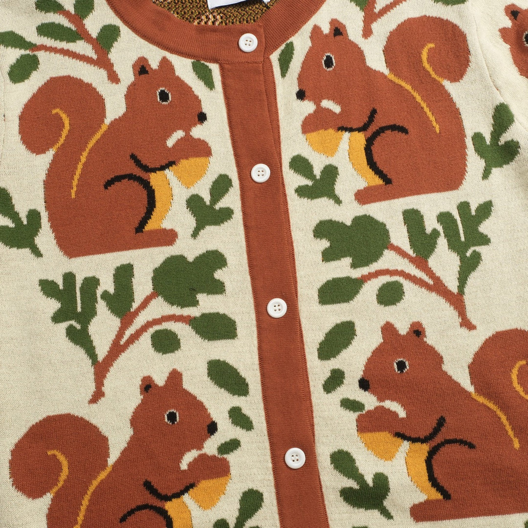Brown | vintage squirrel check knitted cardigan
