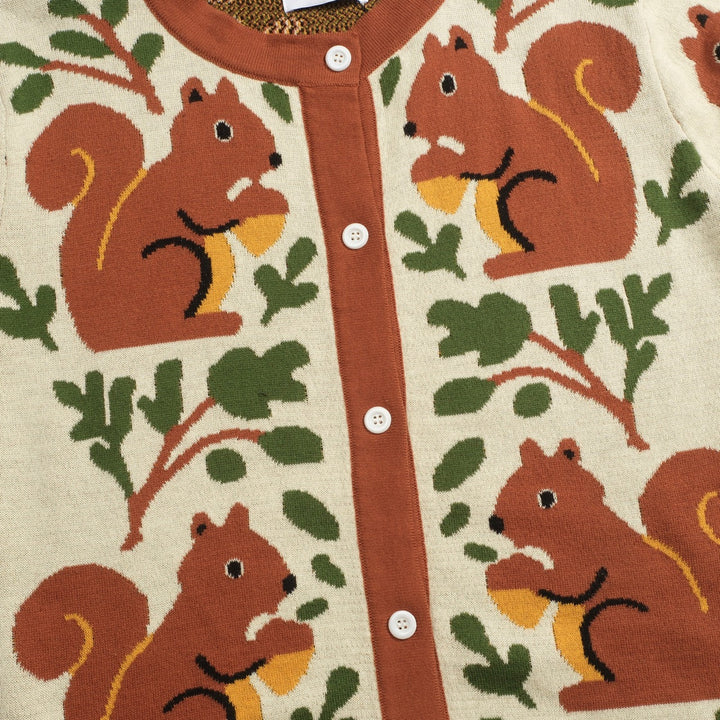 Brown | vintage squirrel check knitted cardigan