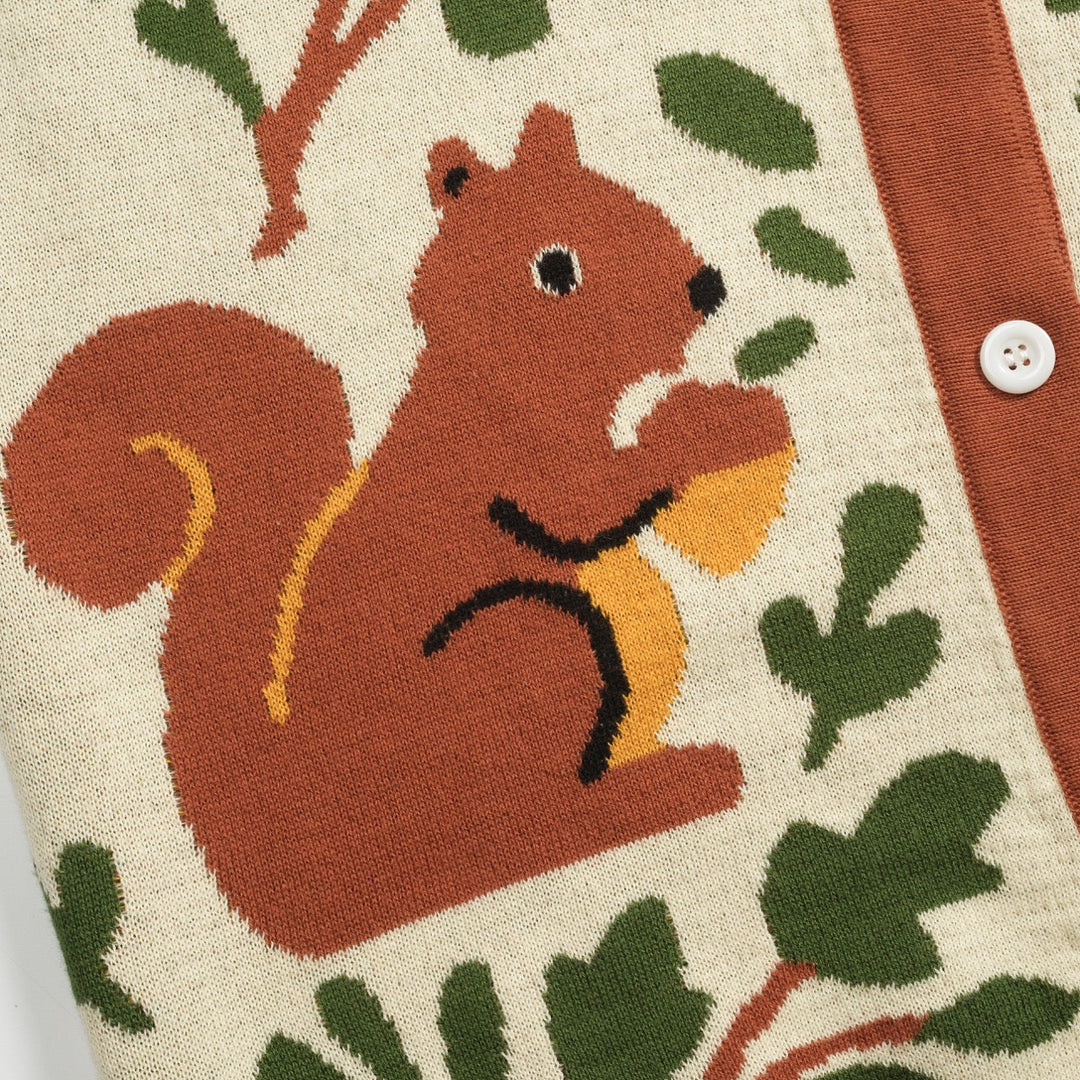 Brown | vintage squirrel check knitted cardigan