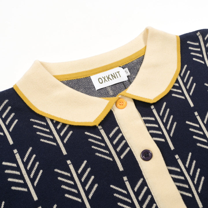 Dark Blue | Vintage Pattern Jacquard Cardigan