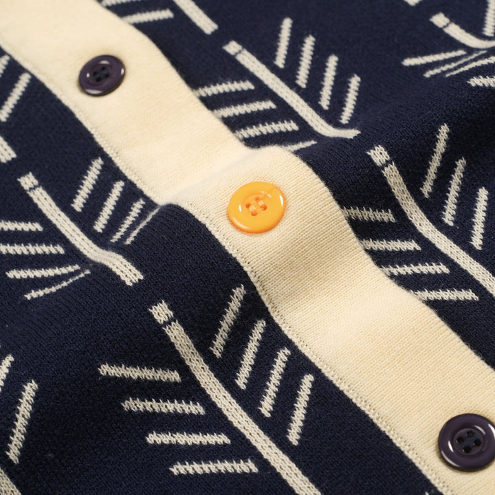 Dark Blue | Vintage Pattern Jacquard Cardigan