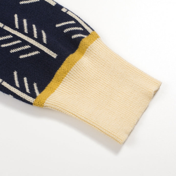 Dark Blue | Vintage Pattern Jacquard Cardigan