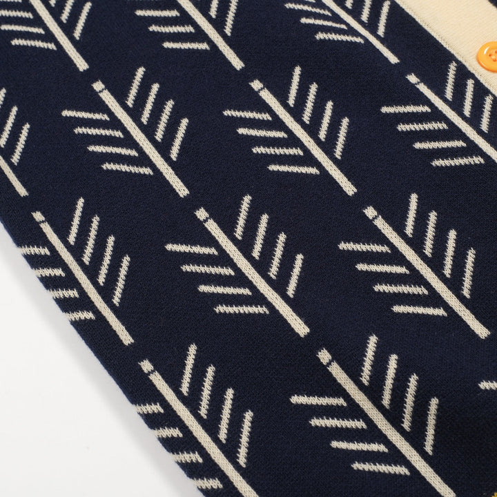 Dark Blue | Vintage Pattern Jacquard Cardigan