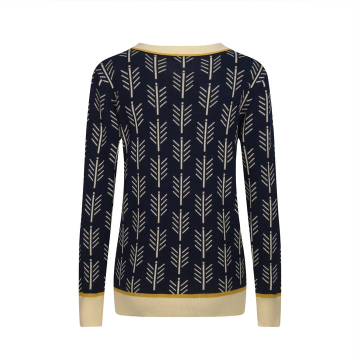 Dark Blue | Vintage Pattern Jacquard Cardigan