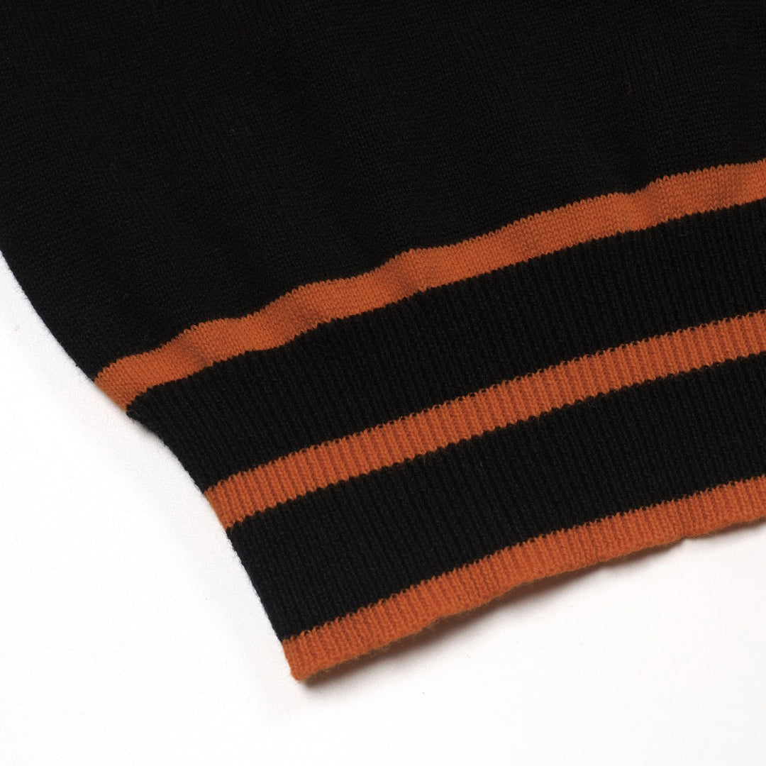 Black | street art retro fashion knit polo shirt