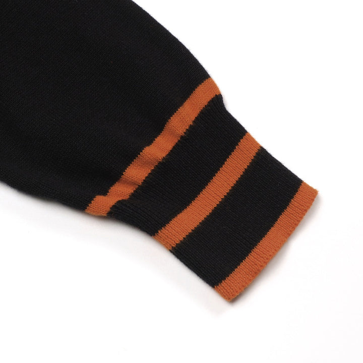 Black | street art retro fashion knit polo shirt