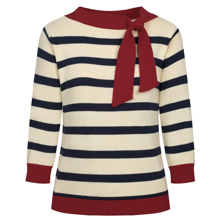 Red | Cropped Sleeve Knit Top