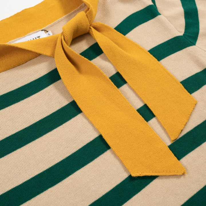 Green | Cropped Sleeve Preppy Knit Top
