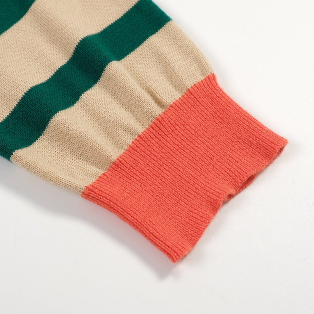 Green | Cropped Sleeve Preppy Knit Top