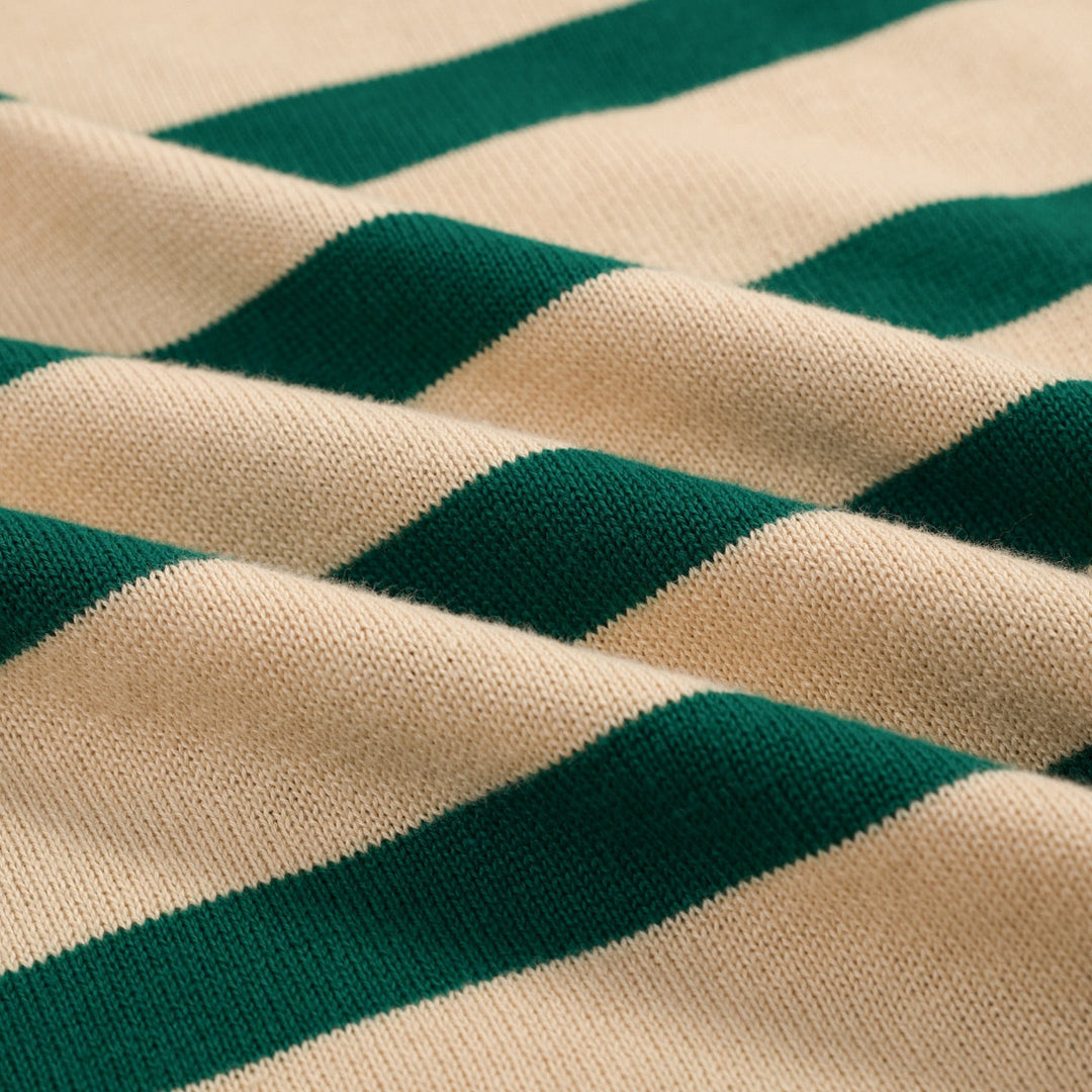 Green | Cropped Sleeve Preppy Knit Top