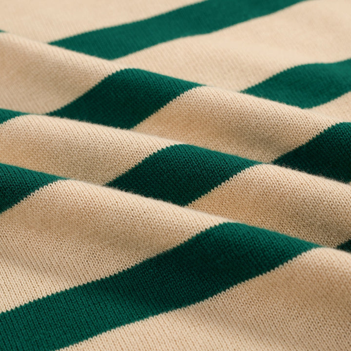 Green | Cropped Sleeve Preppy Knit Top