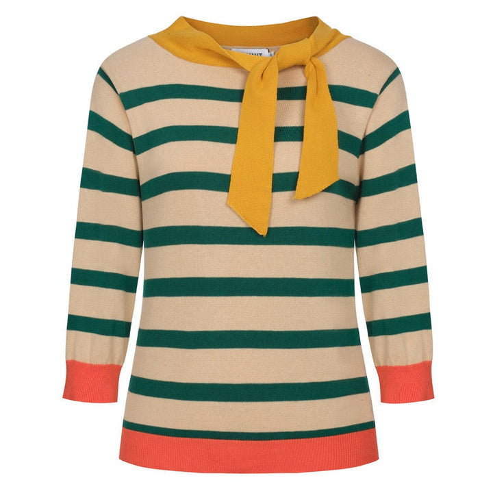 Green | Cropped Sleeve Preppy Knit Top