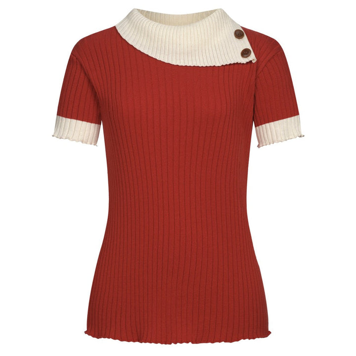 Red | Classic Vintage Jacquard Knit Top