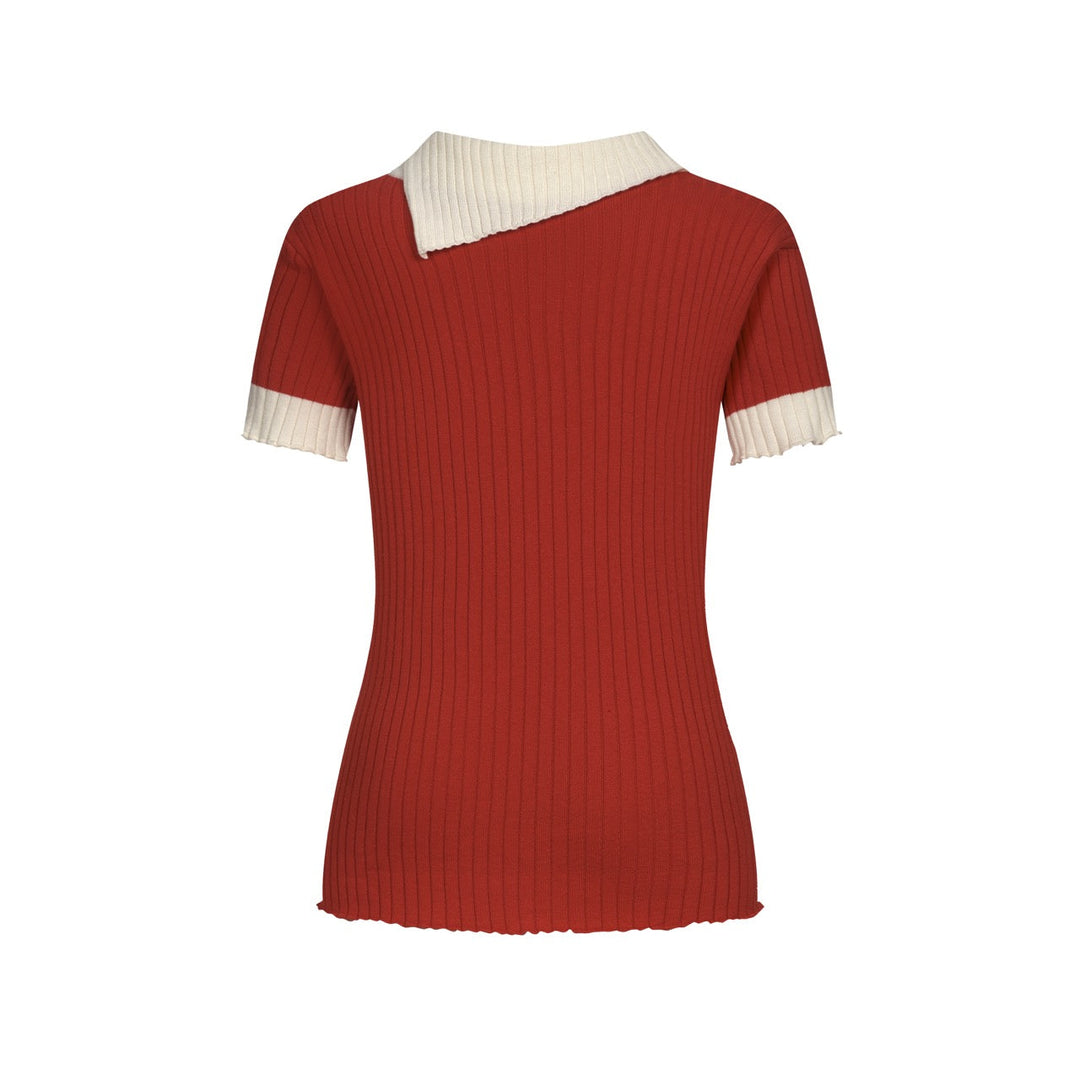 Red | Classic Vintage Jacquard Knit Top