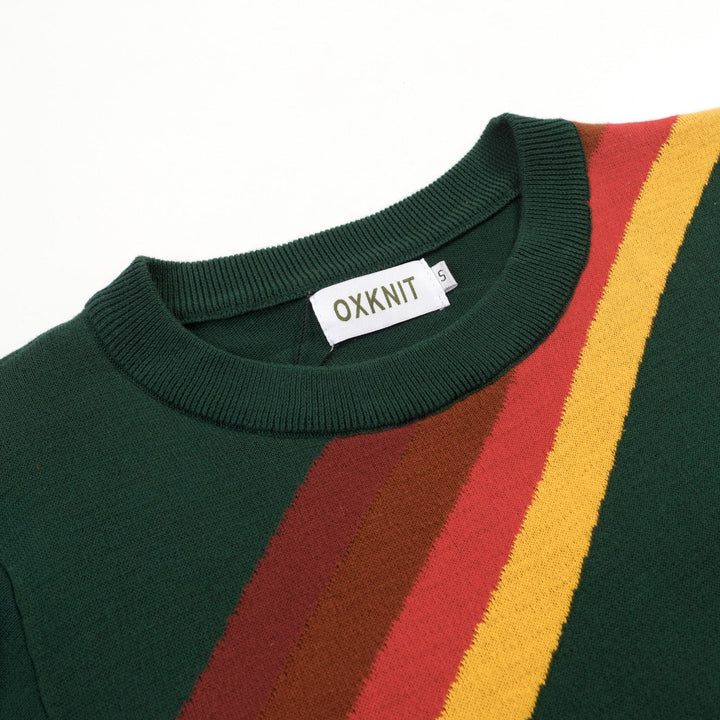 Green | Striped Classic Retro Jacquard Knit T-Shirt