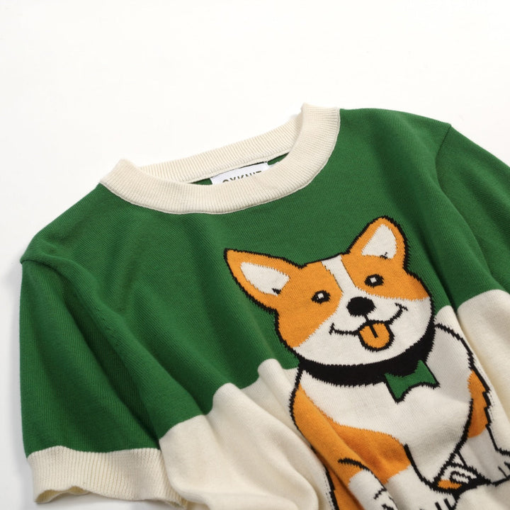 Green | Dog Classic Jacquard Knit T-Shirt