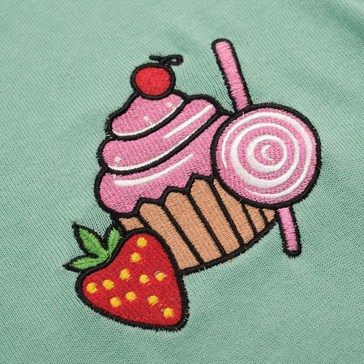 Mint Green | Vintage Dessert Embroidery Knit Top