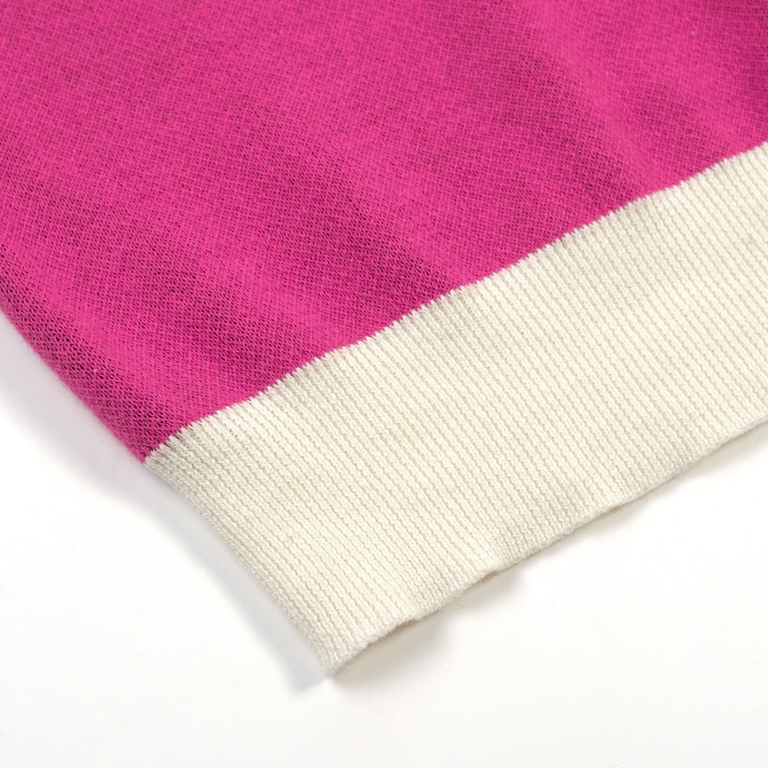 Pink | Retro Leopard Jacquard Art Knit Top