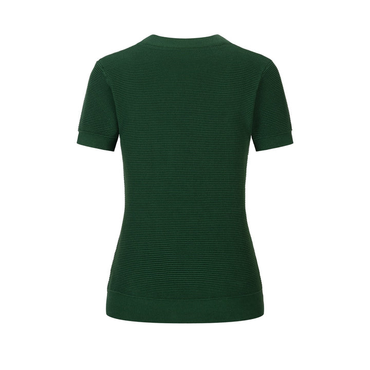 Green | Retro Heart Embroidered Knitted T-Shirt