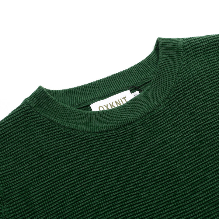 Green | Retro Heart Embroidered Knitted T-Shirt