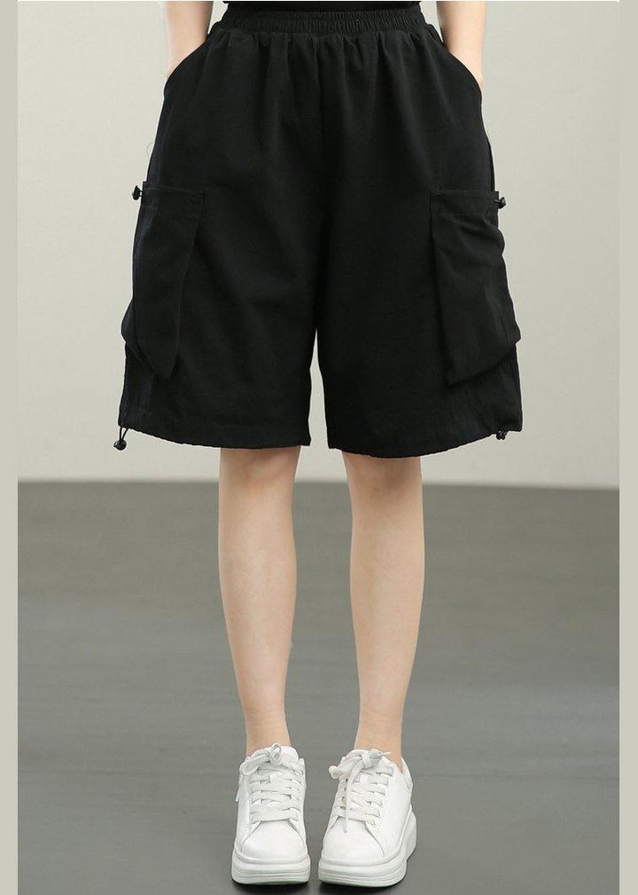 Black Elastic Waist Hot Pants