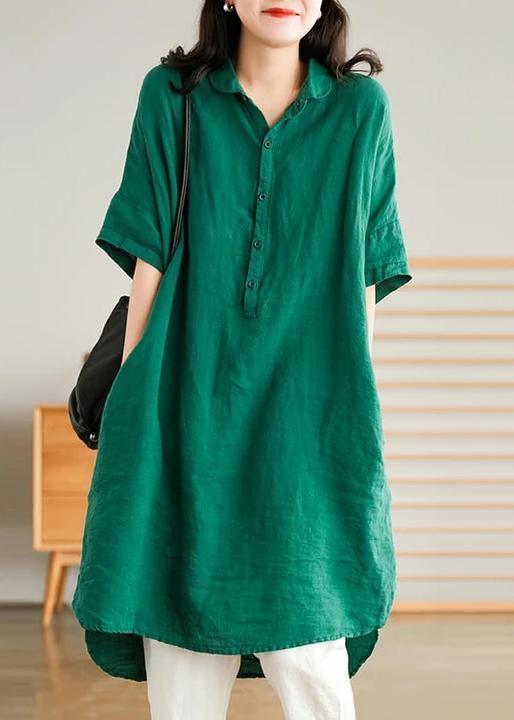 Red Linen Plus Size Casual Shirt