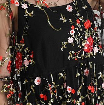 Black Embroidered Lace Two-Piece Set
