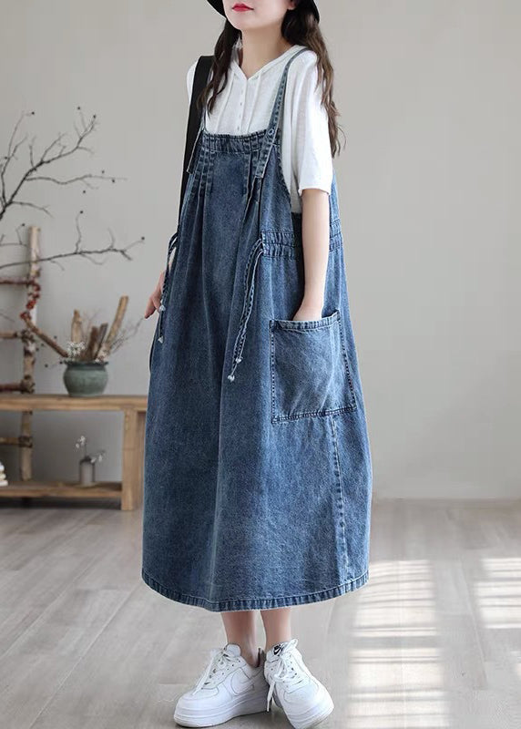Blue Spaghetti Strap Denim Dress