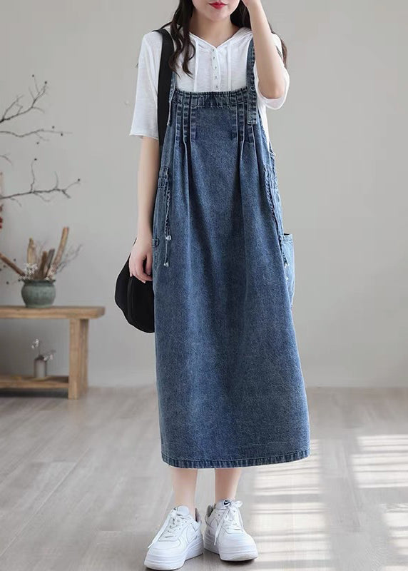 Blue Spaghetti Strap Denim Dress