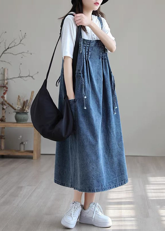 Blue Spaghetti Strap Denim Dress