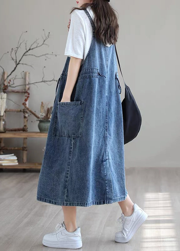 Blue Spaghetti Strap Denim Dress