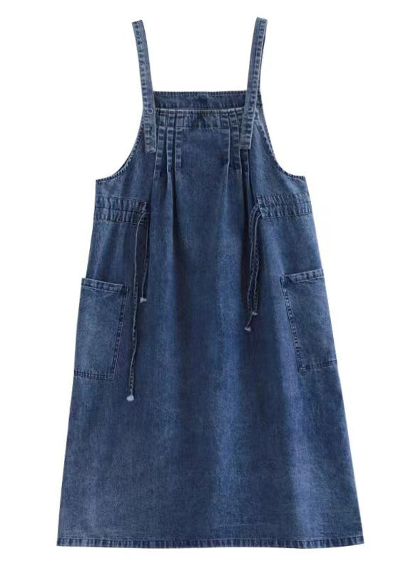 Blue Spaghetti Strap Denim Dress