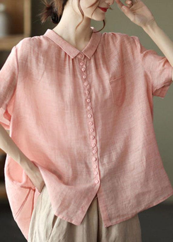Orange Peter Pan Collar Ramie Cardigan
