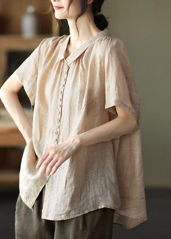Orange Peter Pan Collar Ramie Cardigan