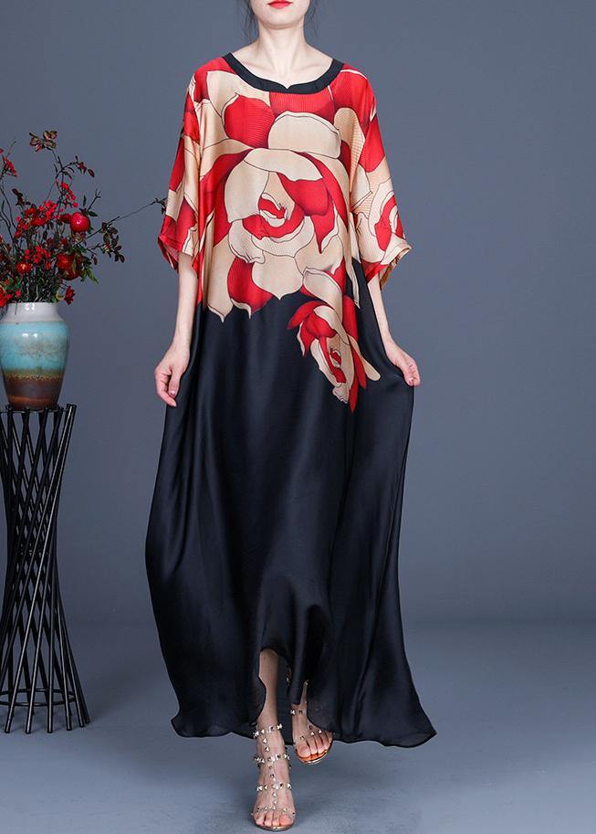 Red Print Plus Size Chiffon Dress