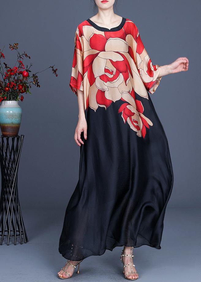 Red Print Plus Size Chiffon Dress