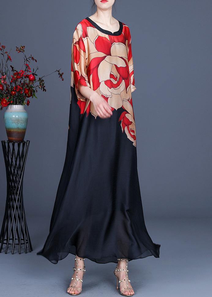 Red Print Plus Size Chiffon Dress