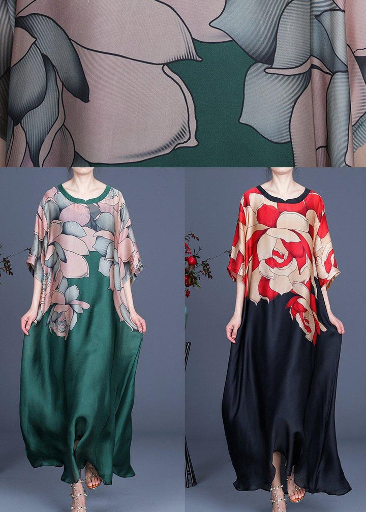 Red Print Plus Size Chiffon Dress