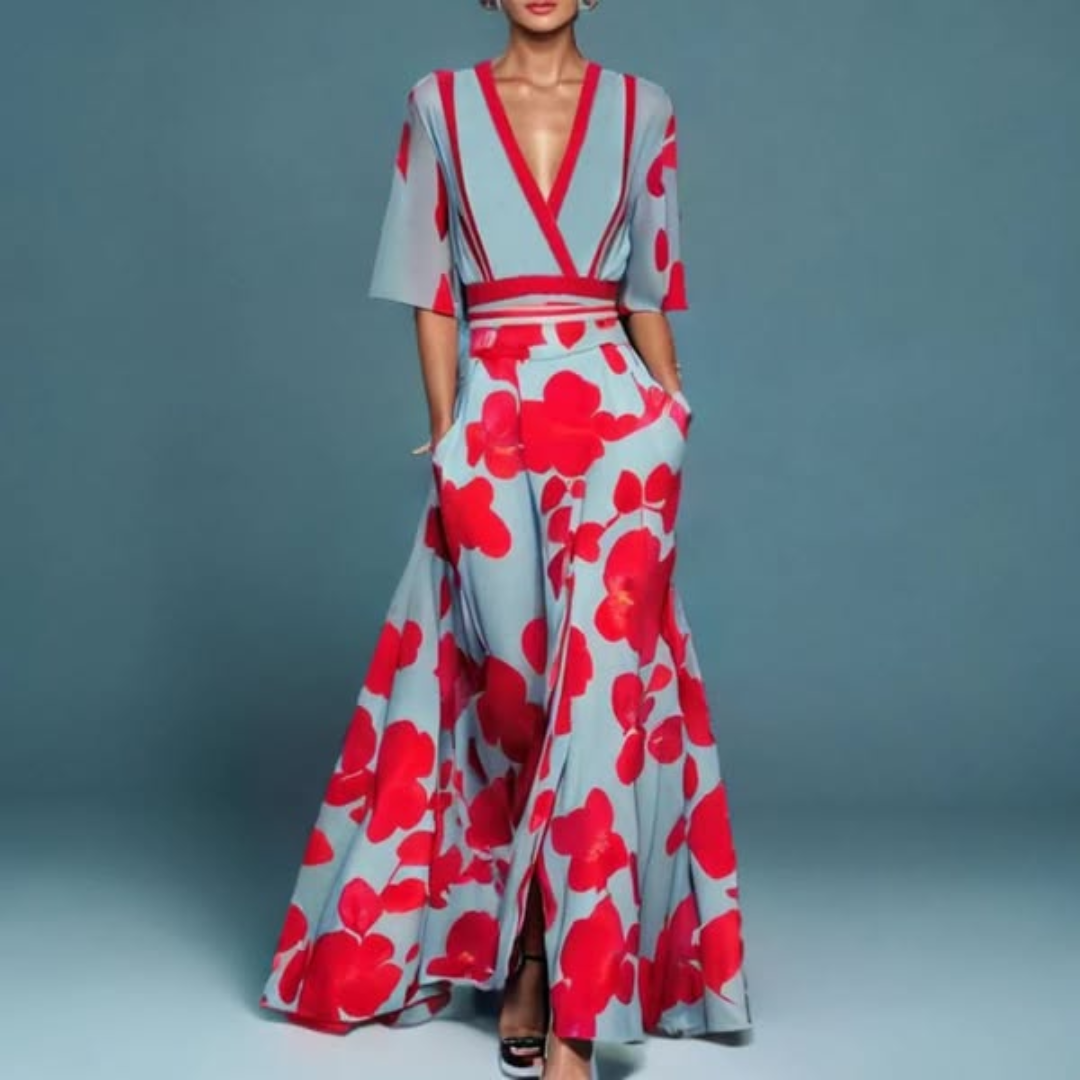 Hazel Floral Belted Maxi Dress